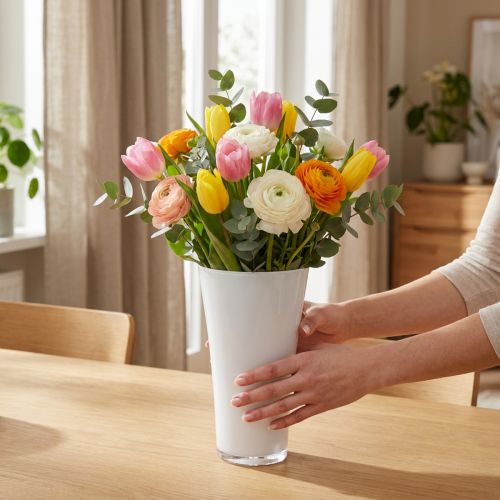 Vaas “Fizzy” Ø16cm H27cm wit, 1 st | Floristik24.nl