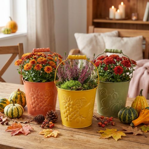 Artikel Sieremmer fruit gewassen geel, oranje, groen Ø15cm H14cm set van 3