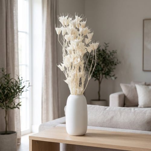Gedroogde nigellabloemen, een boeket elegante natuurlijke decoratie voor exclusieve interieurs, 70 cm, 50 g | Floristik24.nl