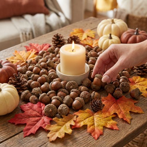 Eikels ter decoratie, herfstdecoratie, natuurlijke herfstvruchten Ø1,5 – 2,5 cm L1,5 – 3 cm 300 g | Floristik24.nl
