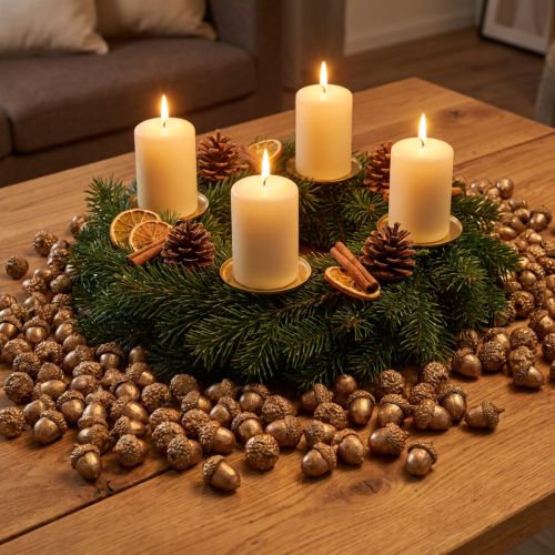Artikel Gouden herfstvruchten, feestelijke herfstdecoraties, natuurlijke decoratieve eikels, Adventsdecoratie Ø1,5 – 2,5 cm L1,5 – 3 cm 300 g