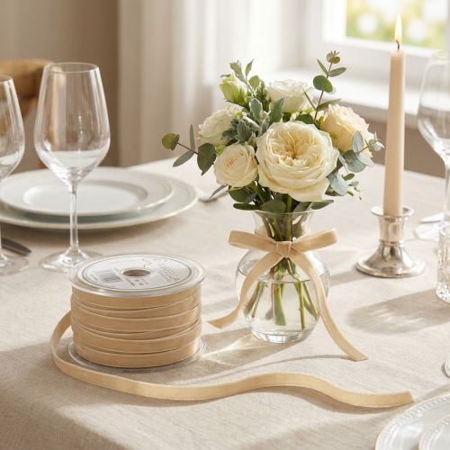 Decoratief lint fluwelen lint cadeaulint fluweel beige 10mm 20m | Floristik24.nl