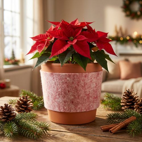 Artikel Viltlint, 100% wol, tweekleurig, als pannenlap, viltlint wit/rood, 15 cm x 5 m