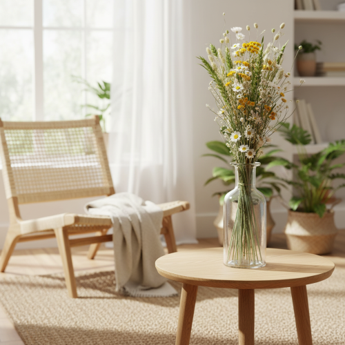 Artikel Boeket gedroogde bloemen, elegant boeket gedroogde bloemen voor de woonkamer, 50 cm
