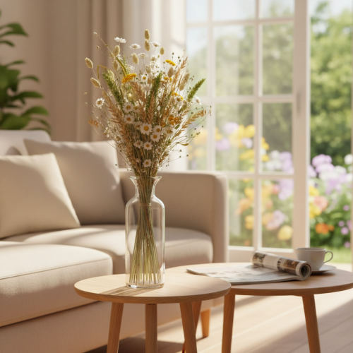 Artikel Boeket gedroogde bloemen, elegant boeket gedroogde bloemen voor de woonkamer, 50 cm