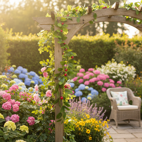 Artikel Kunstmatige slinger met kersen. Perfect voor een natuurlijke kamerdecoratie. Bloemenlook. 160 cm.