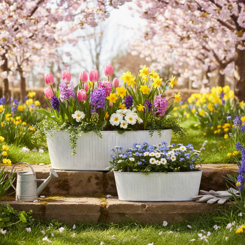 Artikel Ovale metalen kom in wit en zilver, 32,5 cm/37 cm, set van 2.