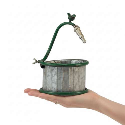 Artikel Metalen plantenbak, regenton, vogelmotief, balkondecoratie, Ø15,5 cm