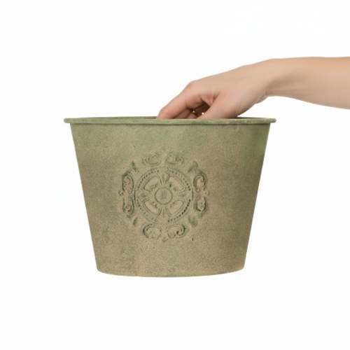 Artikel Metalen bloempot, groen, vintage, Ø22cm–13,5cm, set van 3