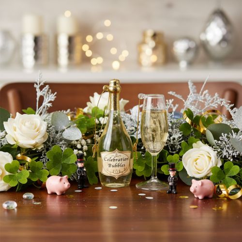 Hangerset met champagnefles en champagneglas, kerstboomversiering, 14 cm, 2 stuks | Floristik24.nl