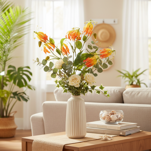 Kunstmatige Gloriosa oranje bloem met lange stelen voor vazen 80cm 3 stuks | Floristik24.nl
