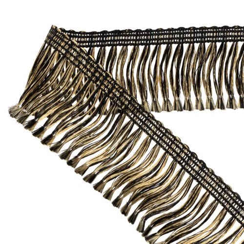 Artikel Zwart-gouden franjeband 4 cm x 25 m - Ideaal voor kransdecoratie, rouwlint en vintage accessoires