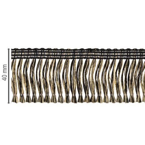 Artikel Zwart-gouden franjeband 4 cm x 25 m - Ideaal voor kransdecoratie, rouwlint en vintage accessoires