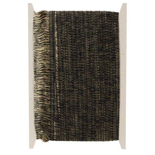 Zwart-gouden franjeband 4 cm x 25 m - Ideaal voor kransdecoratie, rouwlint en vintage accessoires | Floristik24.nl