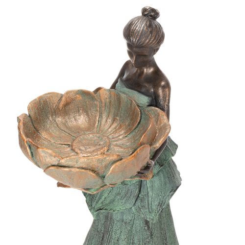 Artikel Vrouwenfiguur met bloemenvaas, decoratief beeld voor een esthetisch interieur en tuin, 55 cm