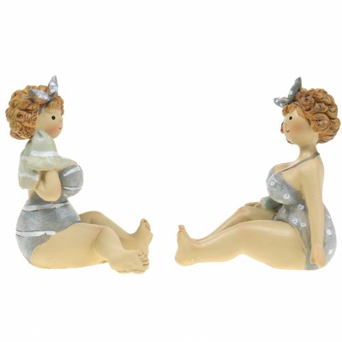 Floristik24 Sierfiguur dame in badpak grijs 10cm 2st