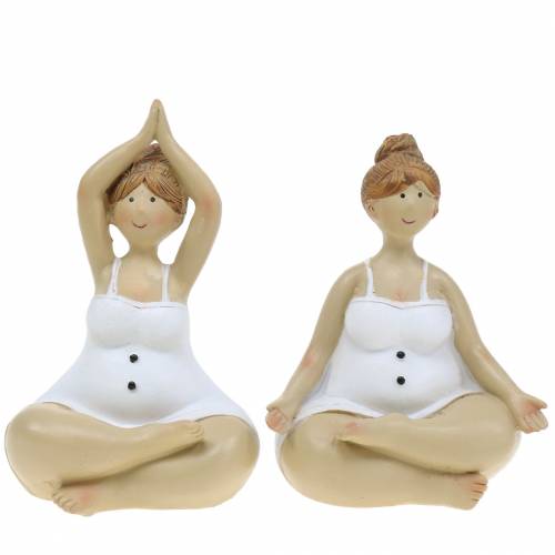 Floristik24 Yoga dame decoratie figuur 11cm 2st wit