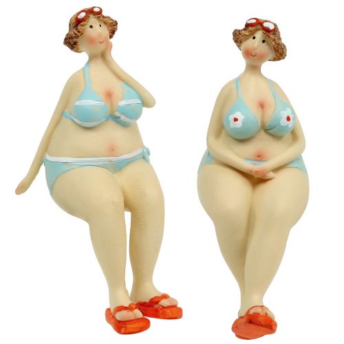 Floristik24 Dames met bikinirand krukje zomerdecoratie 15cm 2st