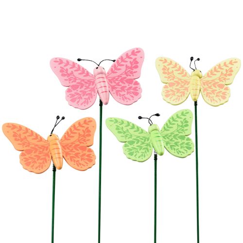 Lentedecoratie bloempluggen houten decoratieve vlinders 24,5 cm 16st
