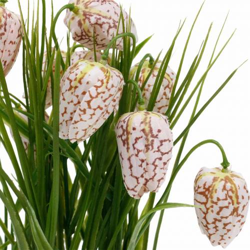 Floristik24 Ingemaakte kunstmatige schaakbordbloem, lentebloem Fritillaria, zijdebloem rood wit