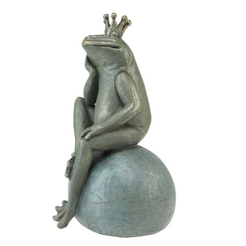 Floristik24 Decoratieve kikker kikkerkoning tuindecoratie kikker met gouden kroon goudgrijs 25cm