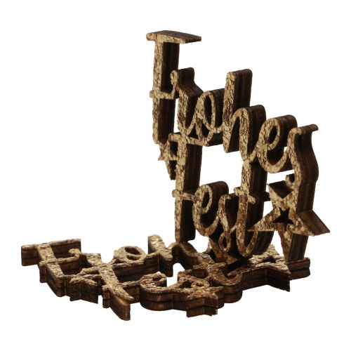 Artikel Happy Holidays strooidecoratie hout goud glitter 6,5x6cm 12st