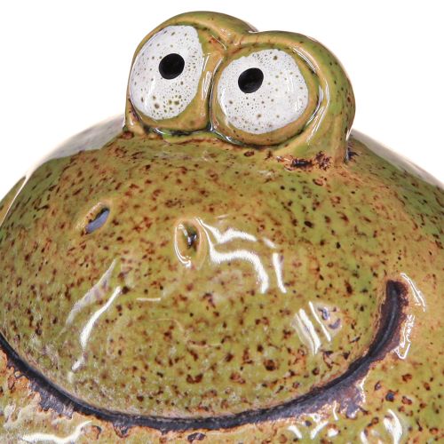 Artikel Kikkerdecoratie groenbruine keramiek kikkerkop H10,5cm 2 stuks