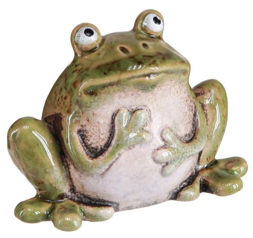 Artikel Kikker Decoratie Keramiek Groen Bruin Vintage Zomer H7cm 4 st
