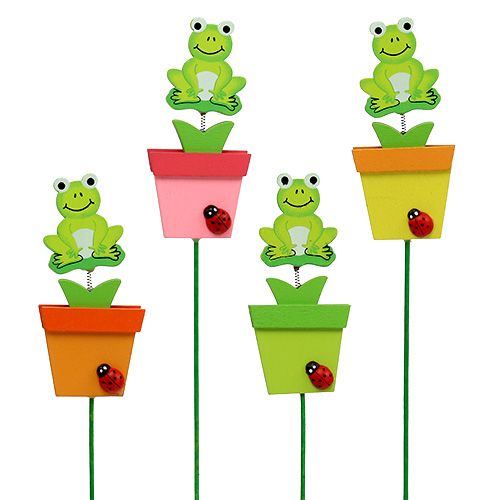 Floristik24 Kikker in bloempot assorti. 9cm L28cm 16 st