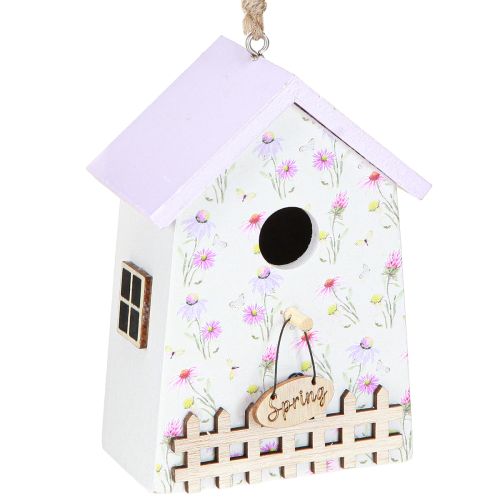 Artikel Lentedecoratie Vogelhuisje Lila Wit H11cm 3 Stuks