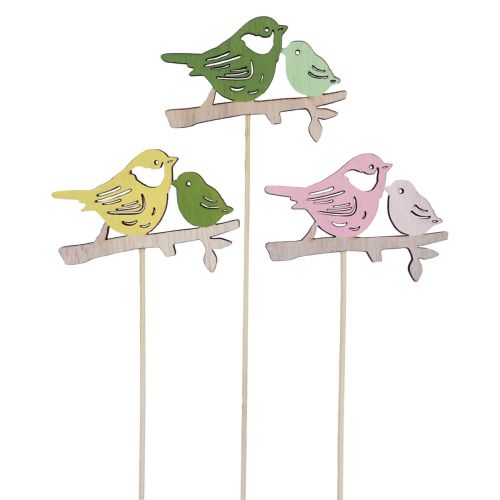 Lentedecoratie bloempluggen houten vogeldecoratie 7×10cm 12st