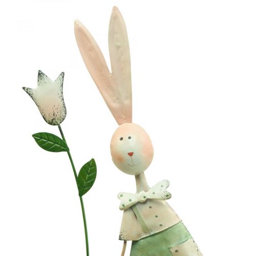 Lente decoratie konijnen gemaakt van metaal paar konijnen H48cm