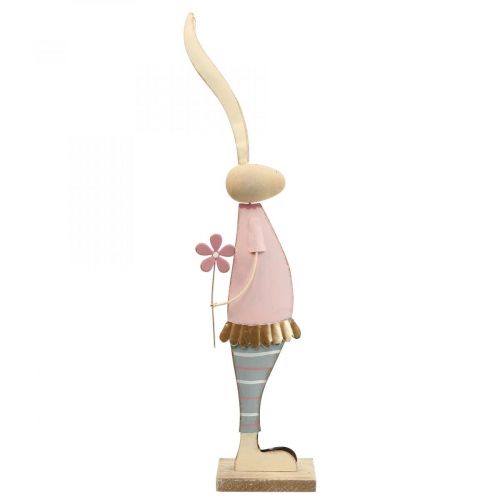 Lente decoratie konijntjes gemaakt van metaal paar konijntjes H54cm 2st