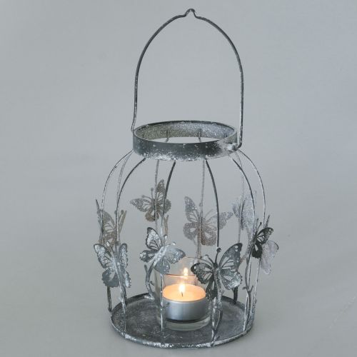Floristik24 Lentedecoratie, lantaarn met vlinders, metalen lantaarn, zomer, kaarsdecoratie