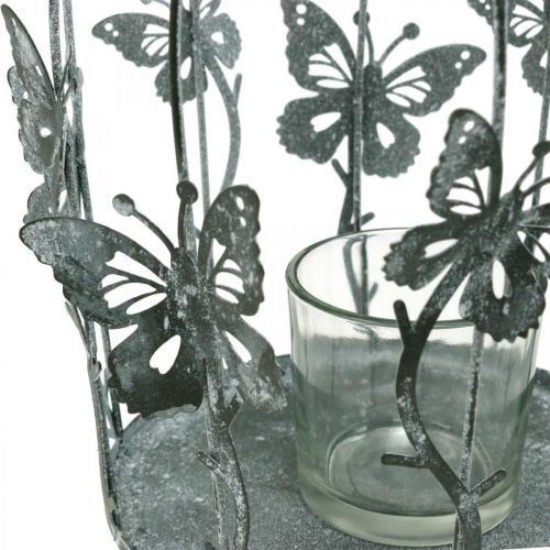 Floristik24 Lentedecoratie, lantaarn met vlinders, metalen lantaarn, zomer, kaarsdecoratie