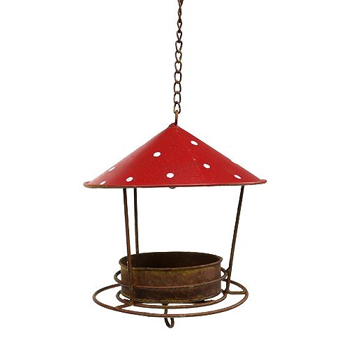 Floristik24 Vogelvoeder om op te hangen rood, rooster Ø16cm H40cm