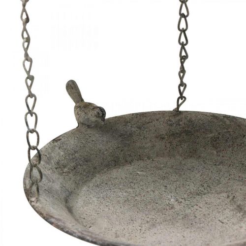 Artikel Decoratieve vogelvoederbak, hangend vogelbad, metalen hangmand bruin, gewassen wit Ø25cm H36cm