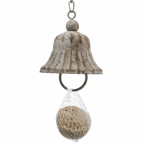 Floristik24 Metalen bel om op te hangen met haken, antiek look, roestvrijstalen rooster Ø8,5cm H11cm