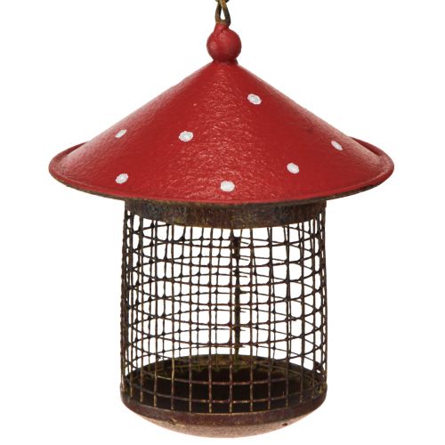 Artikel Voederstation vogels vliegenzwam metaal om op te hangen 14cm 2st