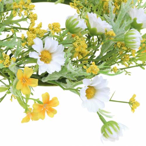 Floristik24 Bloemenkrans met bosanemonen wit, geel Ø30cm