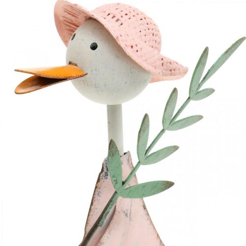 Floristik24 Ooievaar met schep, metalen vogel met tak, decoratieve vogel, tuinfiguur, metalen decoratie H26/28cm set van 2
