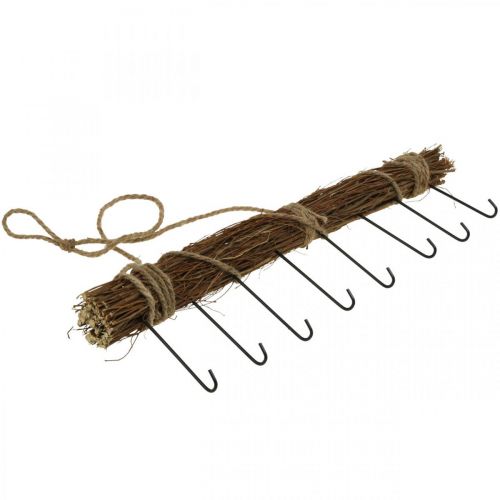 Floristik24 Garderobe wanddecoratie kapstok haak rail houten bundel 52cm
