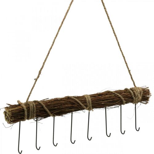 Floristik24 Garderobe wanddecoratie kapstok haak rail houten bundel 52cm