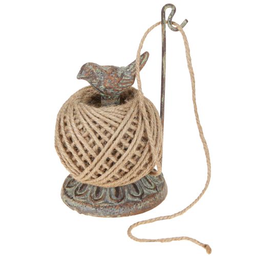 Artikel Vintage metalen kloshouder met vogel en jute garen H17cm