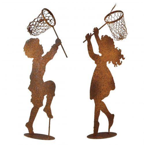 Floristik24 Tuindecoratie roest jongens-meisjesfiguren H44–46cm 2st