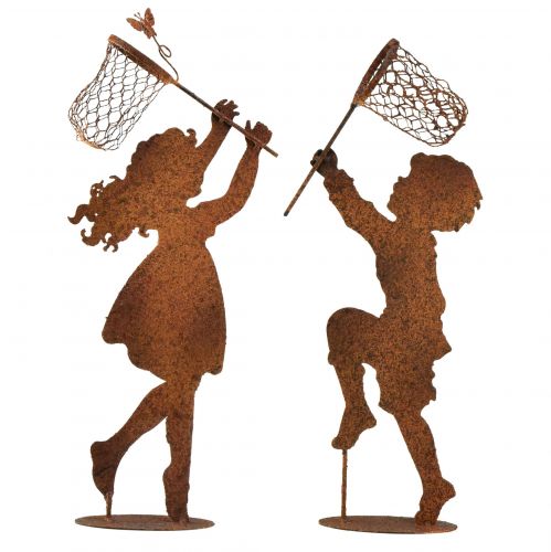 Floristik24 Tuindecoratie roest jongens-meisjesfiguren H44–46cm 2st