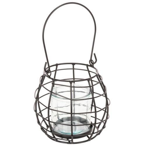 Tuinlantaarn, zwart metaal met windlicht, Ø14cm H12,5cm kopen | Floristik24.nl
