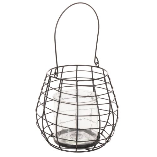 Tuinlantaarn met glazen kaarsenhouder, zwart, Ø20cm, H18,5cm kopen | Floristik24.nl