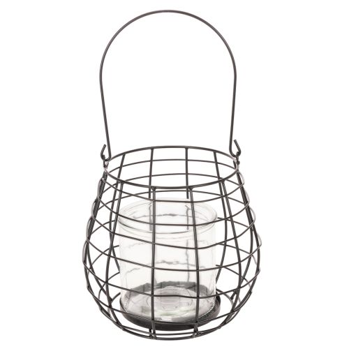 Tuinlantaarn met glazen kaarsenhouder, zwart, Ø20cm, H18,5cm | Floristik24.nl