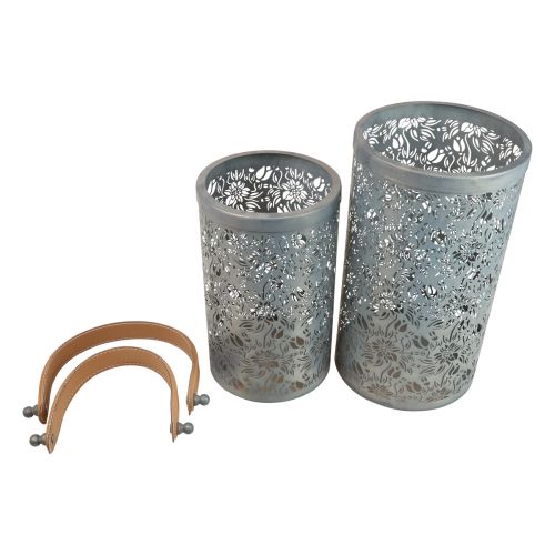 Artikel Tuinlantaarn Metalen Lantaarnsteel Grijs H30,5/25cm Set van 2